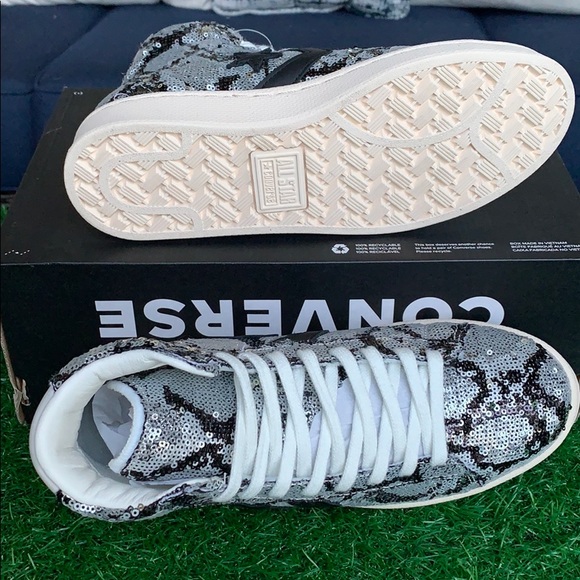 Converse PRO Leather mid silver/vintage wht/blk WM - Picture 4 of 16